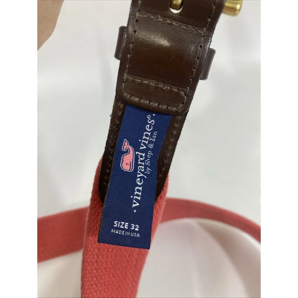 Mens Vineyard Vines Golf Belt Pink Blue Embroidered Sailboats Beach 32
